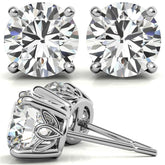 Round Moissanite Vintage Scroll Design Stud Earrings