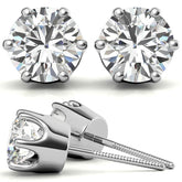 Crown 6-Prong Round Moissanite Stud Earrings