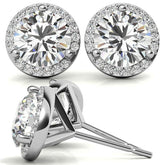 Round Moissanite & Diamond Petite Halo Earrings