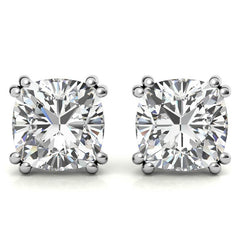 Double-Prong Cushion Moissanite Stud Earrings
