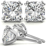 Double-Prong Cushion Moissanite Stud Earrings