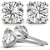 Round Moissanite Vintage Split Prong Stud Earrings