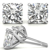 4-Prong Cushion Martini Moissanite Stud Earrings