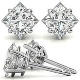 Princess Moissanite Basket "Corners Out" Stud Earrings