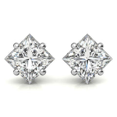 Princess Moissanite Basket "Corners Out" Stud Earrings