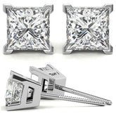 Princess Moissanite V-Prong Stud Earrings