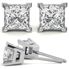 Princess Moissanite V-Prong Stud Earrings