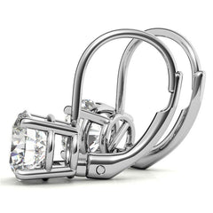 Round Moissanite Basket Leverback Earrings