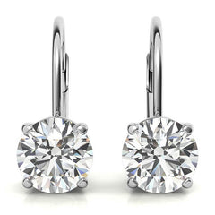 Round Moissanite Basket Leverback Earrings