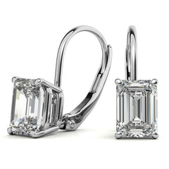 Emerald/Radiant Moissanite Basket Leverback Earrings