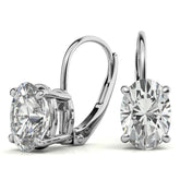 Oval Moissanite Basket Leverback Earrings