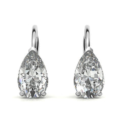 Pear Moissanite Basket Leverback Earrings