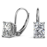 Emerald/Radiant Moissanite Basket Leverback Earrings