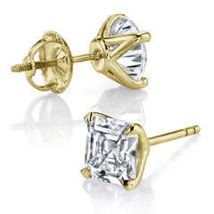 4-prong F1 Asscher Moissanite Stud Earrings
