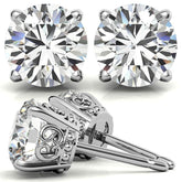 Scroll Butterfly Style Round Moissanite Stud Earrings