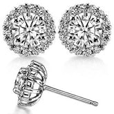 Round Moissanite Halo Earrings