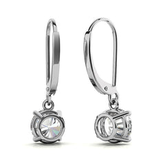 4-Prong Basket Round Moissanite Leverback Dangle Earrings