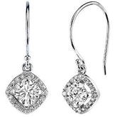Cushion cut Moissanite & Diamond Halo Dangle Earrings