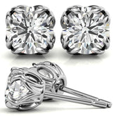 Double Prong Antique Round Moissanite Stud Earrings