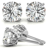 Fleur-de-lis Round Moissanite Stud Earrings