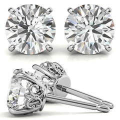 Fleur-de-lis Round Moissanite Stud Earrings