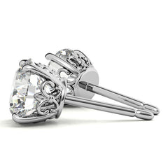Fleur-de-lis Round Moissanite Stud Earrings