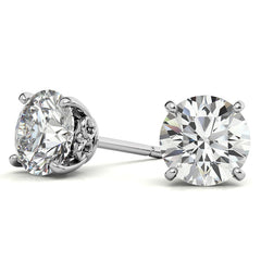 Fleur-de-lis Round Moissanite Stud Earrings