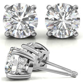 Round H&A Moissanite Earrings w/ Pave Diamond Basket