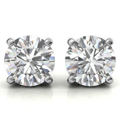 Round H&A Moissanite Earrings w/ Pave Diamond Basket