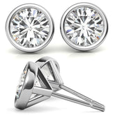 Bezel Martini Round H&A Moissanite Stud Earrings