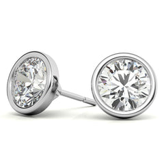 Bezel Martini Round H&A Moissanite Stud Earrings