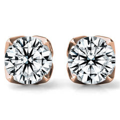Tulip Style Round Brilliant Moissanite Stud Earrings