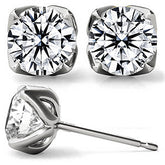 Tulip Style Round Brilliant Moissanite Stud Earrings