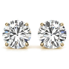 Fleur De Lis Round Moissanite Stud Earrings
