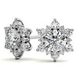 Round Moissanite Snowflake Halo Design Stud Earrings
