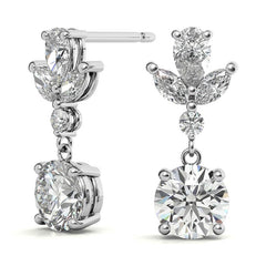 Unique Multi-Stone Moissanite Drop Earrings