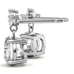 Round and Marquise Accented Moissanite Drop Earrings