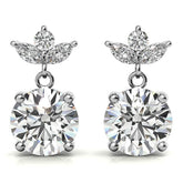 Round and Marquise Accented Moissanite Drop Earrings