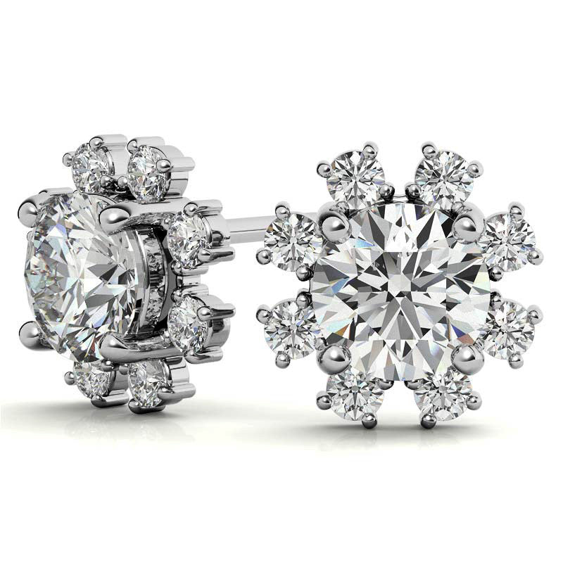 Round Cluster Style Moissanite Stud Earrings