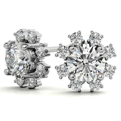 Round Cluster Style Moissanite Stud Earrings