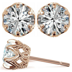 Round Six-Prong Woven Moissanite Stud Earrings