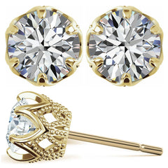 Round Six-Prong Woven Moissanite Stud Earrings