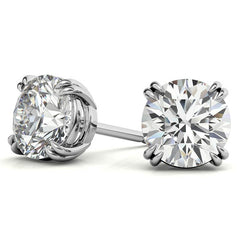 Round Double Prong Basket Moissanite Stud Earrings