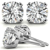 Round Double Prong Basket Moissanite Stud Earrings