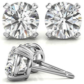 Round Hearts-on-Top Basket Moissanite Stud Earrings