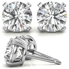 Round Hearts-on-Top Basket Moissanite Stud Earrings