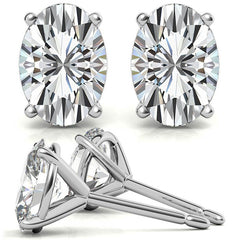 4-prong Oval Martini Moissanite Stud Earrings