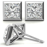 Bezel Martini Princess Moissanite Stud Earrings