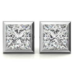 Bezel Martini Princess Moissanite Stud Earrings