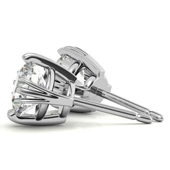 Triple Prong Round Basket Moissanite Stud Earrings